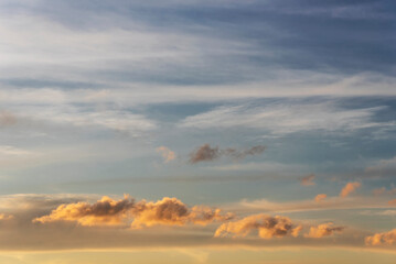 Cloud in blue sky under sunset. Natural background