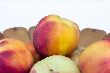 Tasty organic peach. Fruit farming without pesticides