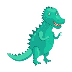 Fototapeta premium Dino flat icon. Cartoon ancient pterodactyl, brontosaurus and triceratops isolated vector illustration. Monsters and prehistoric reptile