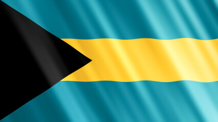 national flag of Bahamas in smooth fabric textured.