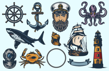 Vintage Nautical and Marine Design Elements
