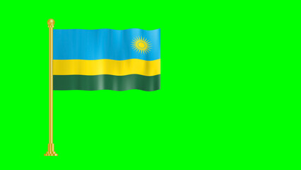 Rawanda flag waving motion animation isolated on green screen concept for celebrating national holidays and government.