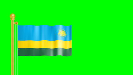 National flag of rawanda isolated on green screen seamless waving footage.