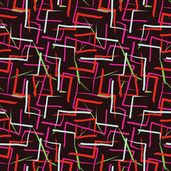 Seamless pattern with handpainted multicolors lines, Geometry