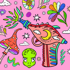 Psychedelic banner on the theme of space. Vector. Good for poster, print, web elements, instagram