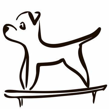 Dog on examination table. Cute dog head line art drawing Vector cartoon illustration. Pets health care background. Domestic animals treatment concept.