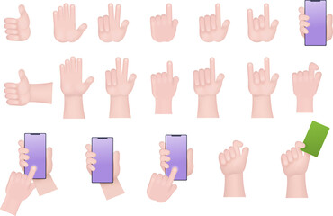 3d cartoon human hand gesture. Hand Emoji.
