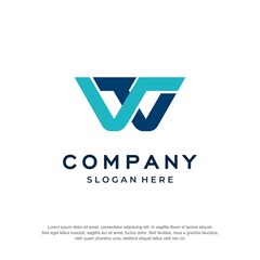 letter t and letter w combination logo premium vector