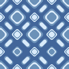 Blue rhombus shapes. Vector seamless stylish and primitive pattern.