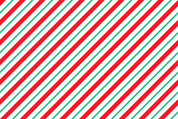 Candy cane striped pattern. Seamless Christmas background. Peppermint wrapping print with diagonal lines. Cute caramel package texture. Xmas holiday geometric backdrop. Vector illustration. - obrazy, fototapety, plakaty
