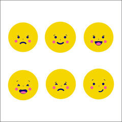 Emoticon on white background, Cartoon emoji set. Vector emoticon set