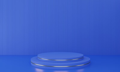 blue podium in the blue studio room.3d render.