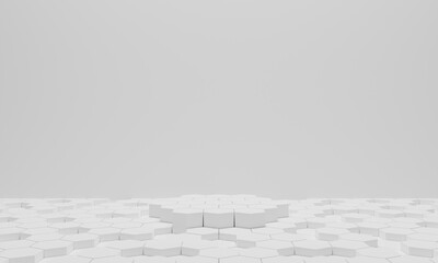 white stand and neon light in the white room.3d rendering.	