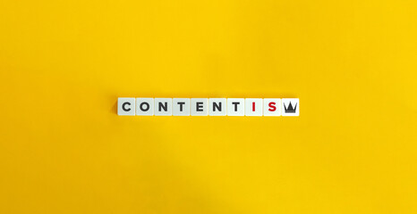 Content is King Banner and Concept. Letter Tiles on Yellow Background. Minimal Aesthetics.