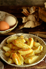 Lazy dumplings on a rustic plate