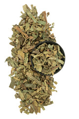 Loquat leaf herb Chinese herbal plant based medicine. Treats coughs, bronchitis, inflammation, type 2 diabetes. Pin pa ye. Folium eriobatryae japonicae.