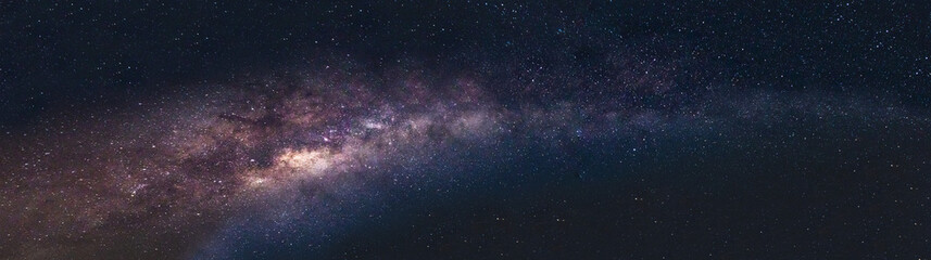 Naklejka premium Panorama Milky way star on dark night.Deep sky on Universe. with noise and grain.Photo by long exposure and select white balance.