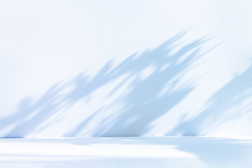 Abstract gradient blue studio background for product presentation. Empty room with shadows of...