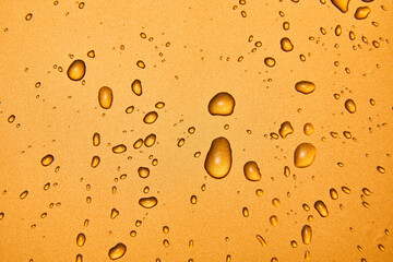 Abstract water drops on gold bronze background, macro, Bubbles close up