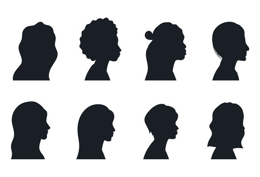 Diverse women profiles Vector Silhouettes