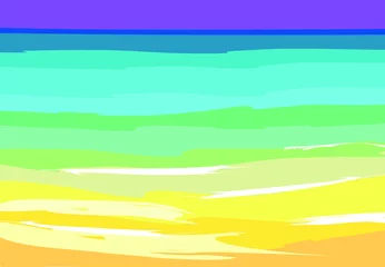Gordijnen natuurlijke landschap van de oceaan of de zee strand met zand aan de kust. Ochtend of middag zomer kalm zeegezicht achtergrond, vector cartoon illustration.abstract sea.beach achtergrond voor sociaal netwerk © Svetlana