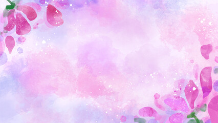 Floral cute love valentine watercolor painting background banner