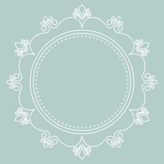 Elegant vintage vector ornament in classic style. Light blue and white abstract traditional ornament with oriental elements. Classic vintage pattern
