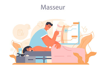 Masseur concept. Massage back treatment and relaxation therapy