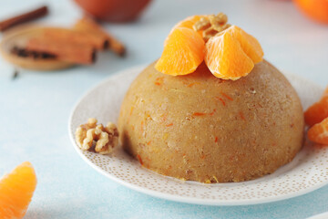 Mandarin halva dessert, traditional Greek dessert