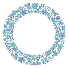 Floral Wreath branch. Floral round frame of twigs, leaves and flowers. for the Valentine's day, wedding decor, wedding invitation, branding, boutique logo label. round frame of flowers black