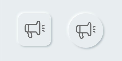 Fototapeta premium Megaphone line icon in neomorphic design style. Loudspeaker sign vector illustration.