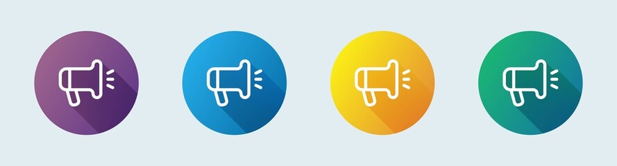 Megaphone line icon in flat design style. Loudspeaker sign vector illustration.