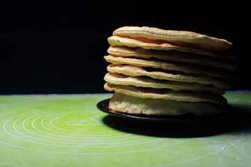 baked pancakes on a dark background