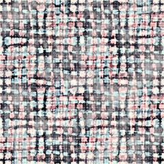 Fototapeta na wymiar Stained Watercolor Effect Textured Dashed Criss-Cross Pattern