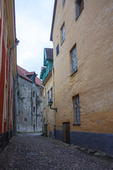 Fototapeta na wymiar Vintage historic buildings in the Old town of Tallinn, Estonia 