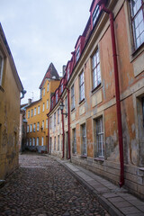 Vintage historic buildings in the Old town of Tallinn, Estonia