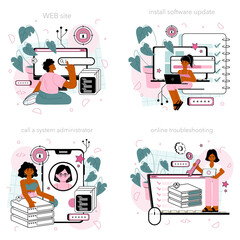 System administrator online service or platform set. Technical work