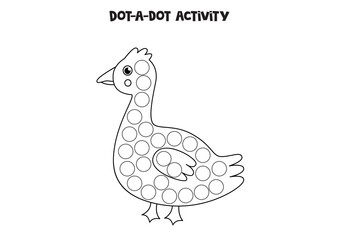 Dot a dot game for preschool kids. Cute goose.