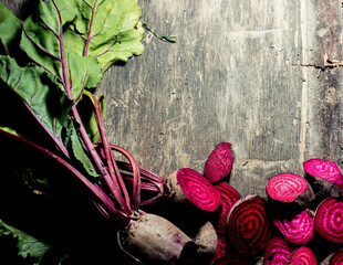 beets on a dark wooden background