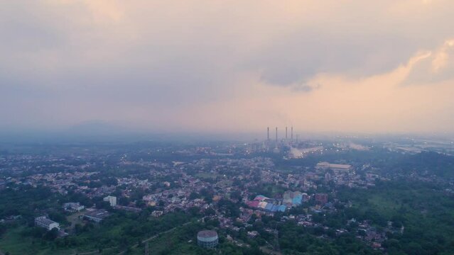 Aerial view of an Industrial city in India