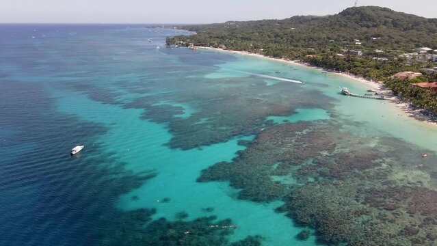 Drone footage of the tropical paradise, Roatan.