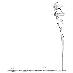 Man reading paper about to walk off cliff