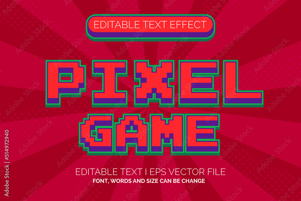 Fototapete pixel text effect, editable retro game text style