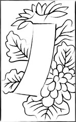 花札の筆書きイラスト　長月　菊　青短　9月　菊に青短