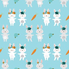 Art & Illustration Pattern for children with hares. Factory textiles.