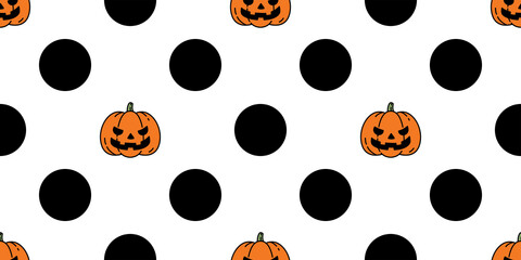 pumpkin Halloween seamless pattern vector polka dot cartoon ghost scarf isolated repeat wallpaper tile background gift wrapping paper illustration icon symbol doodle design