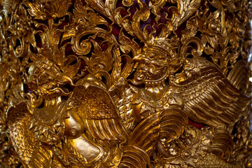 Traditional Thai style art on temple's wall, Thailand