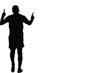 Soccer player silhouette celebrating goal in world cup