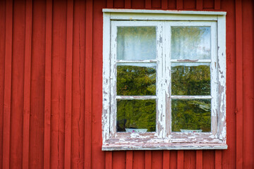 Fototapeta premium Old wooden cottage with a window
