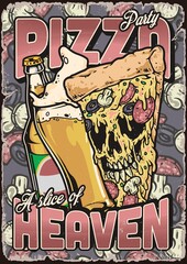 Pizza party vintage flyer colorful